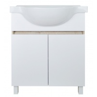 Комплект Тумба Loranto Глория 70 Н напольная с раковиной Teo, белый/дуб Кантри