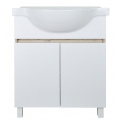 Комплект Тумба Loranto Глория 70 Н напольная с раковиной Teo, белый/дуб Кантри