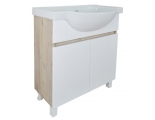 Комплект Тумба Loranto Глория 70 Н напольная с раковиной Teo, белый/дуб Кантри