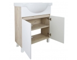 Комплект Тумба Loranto Глория 70 Н напольная с раковиной Teo, белый/дуб Кантри