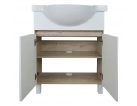 Комплект Тумба Loranto Глория 70 Н напольная с раковиной Teo, белый/дуб Кантри
