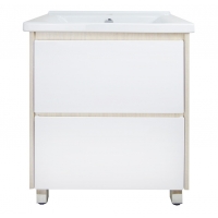 Комплект Тумба Loranto Stella 60/2Н напольная с раковиной Миранда 60, белый/дуб дымчатый