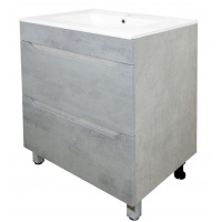 Комплект Тумба Loranto Florena 60 напольная с раковиной Azario Leon 7506-60, светлый бетон