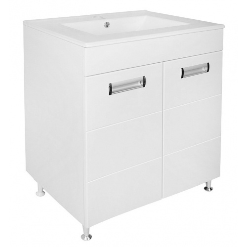 Комплект Тумба Loranto Дина 60 напольная, с раковиной Leon, белый купить в интернет магазине Санрай73