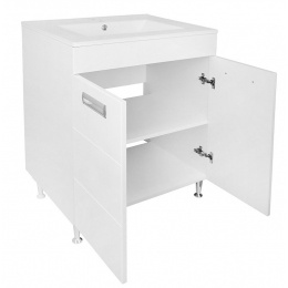 Комплект Тумба Loranto Дина 60 напольная, с раковиной Leon, белый