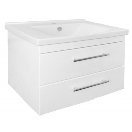 Комплект Тумба Loranto Karina 80/2 подвесная с раковиной Миранда 80, белый глянц