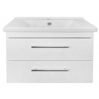 Комплект Тумба Loranto Karina 80/2 подвесная с раковиной Миранда 80, белый глянц