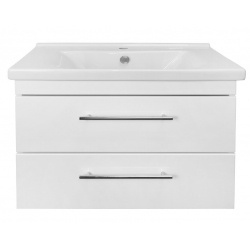 Комплект Тумба Loranto Karina 80/2 подвесная с раковиной Миранда 80, белый глянц