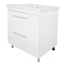 Комплект Тумба Loranto Karina 80/2Н напольная с раковиной Миранда 80, белый глянц