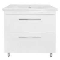 Комплект Тумба Loranto Karina 80/2Н напольная с раковиной Миранда 80, белый глянц