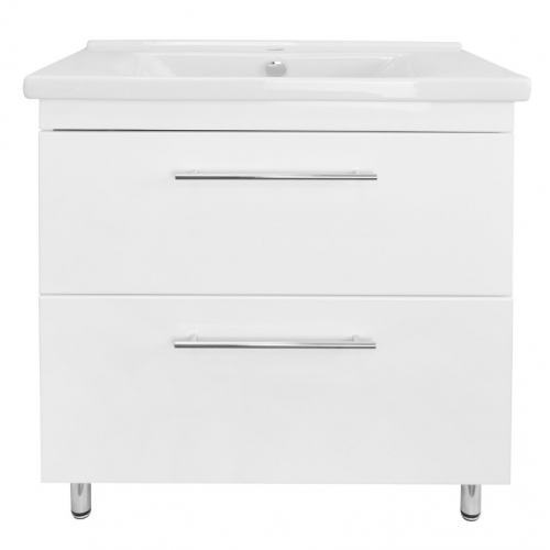 Комплект Тумба Loranto Karina 80/2Н напольная с раковиной Миранда 80, белый глянц купить в интернет магазине Санрай73