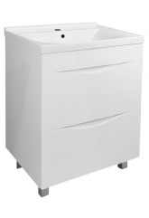 Комплект Тумба Loranto Santorini 60 напольная, с раковиной Monte Neo, белый глянец