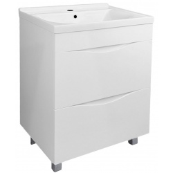 Комплект Тумба Loranto Santorini 60 напольная, с раковиной Monte Neo, белый глянец