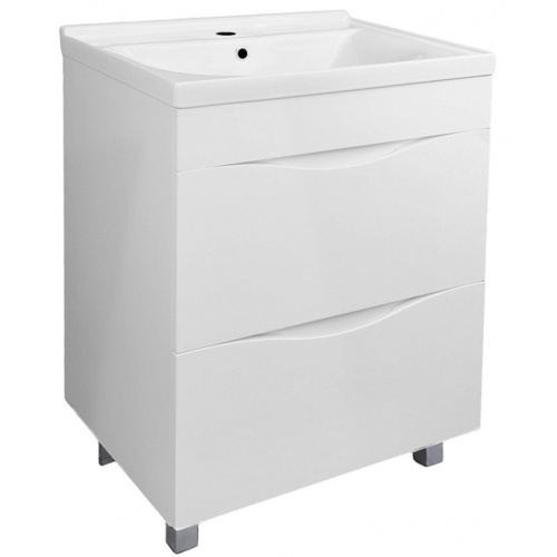Комплект Тумба Loranto Santorini 60 напольная, с раковиной Monte Neo, белый глянец купить в интернет магазине Санрай73