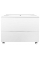 Комплект Тумба Loranto Santorini 80 напольная, с раковиной Leon, белый глянец