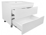 Комплект Тумба Loranto Santorini 80 напольная, с раковиной Leon, белый глянец