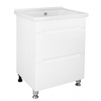 Комплект Тумба Loranto Арфа NEW 60/2H напольная с раковиной Миранда 60 NEW, белый