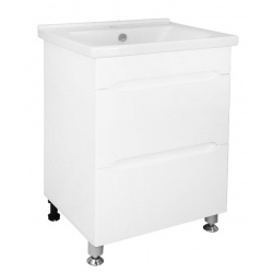 Комплект Тумба Loranto Арфа NEW 60/2H напольная с раковиной Миранда 60 NEW, белый