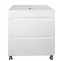 Комплект Тумба Loranto Арфа NEW 80/2H напольная с раковиной Leone 80, белый