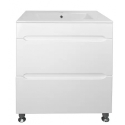 Комплект Тумба Loranto Арфа NEW 80/2H напольная с раковиной Leone 80, белый