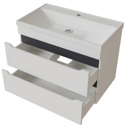 Тумба для ванной Mixline Лайн-80 белая, подвесная, ПВХ, под раковину Sanita Lux Fest-60