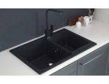 Мойка для кухни Mixline ML-GMS13 (308), 775*505*200 мм, две чаши, черная