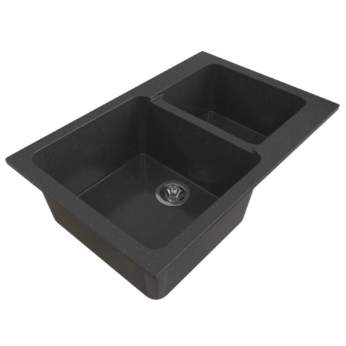 Мойка для кухни Mixline ML-GMS13 (308), 775*505*200 мм, две чаши, черная купить в интернет магазине Санрай73