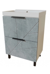 Тумба для ванной Mixline Гранд-60 напольная 2-ящика, бетон, белый, под умывальник Sanita lux Fest-60