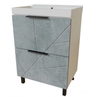 Тумба для ванной Mixline Гранд-60 напольная 2-ящика, бетон, белый, под умывальник Sanita lux Fest-60