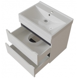 Тумба для ванной Mixline Лайн-60 белая, подвесная, ПВХ, под раковину Sanita Lux Fest-60