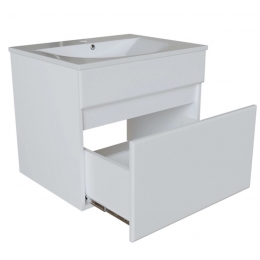 Тумба для ванной Mixline Брикс 60 белая, ПВХ, подвесная, под раковину Sanita Luxe Breeze 60