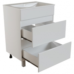 Тумба для ванной Mixline Брикс 60 белая, ПВХ, напольная, под раковину Sanita Luxe Breeze 60