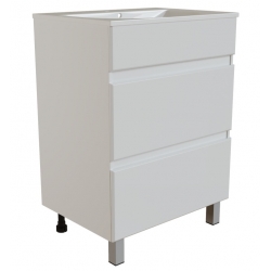 Тумба для ванной Mixline Брикс 60 белая, ПВХ, напольная, под раковину Sanita Luxe Breeze 60