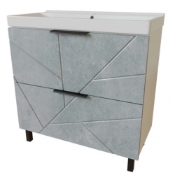 Тумба для ванной Mixline Гранд-70 бетон/белый, напольная, 2-ящика, под раковину Марго-70