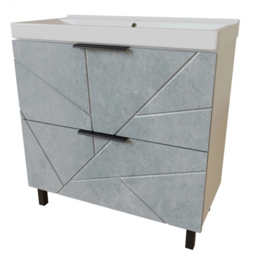 Тумба для ванной Mixline Гранд-70 бетон/белый, напольная, 2-ящика, под раковину Марго-70 купить в интернет магазине Санрай73