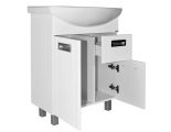 Комплект Тумба Mixline Альфа 65 белая напольная с раковиной Sanita Best 65
