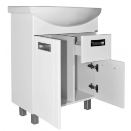 Комплект Тумба Mixline Альфа 65 белая напольная с раковиной Sanita Best 65