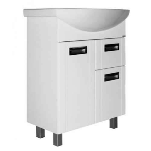 Комплект Тумба Mixline Альфа 65 белая напольная с раковиной Sanita Best 65 купить в интернет магазине Санрай73