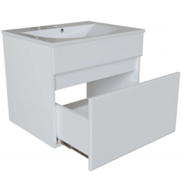 Комплект Тумба Mixline Брикс 60 белая подвесная с раковиной Sanita Luxe Breeze 60