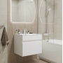 Комплект Тумба Mixline Брикс 60 белая подвесная с раковиной Sanita Luxe Breeze 60