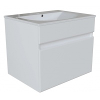 Комплект Тумба Mixline Брикс 60 белая подвесная с раковиной Sanita Luxe Breeze 60