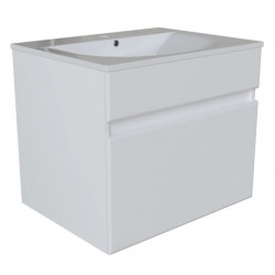 Комплект Тумба Mixline Брикс 60 белая подвесная с раковиной Sanita Luxe Breeze 60