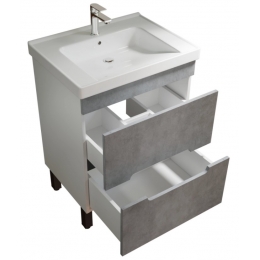 Комплект Тумба Mixline Честер 60 Бетон напольная с раковиной Dreja Грэйс 60 new