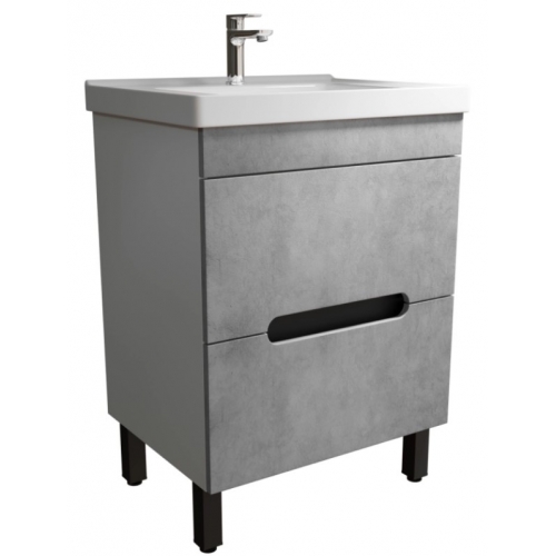 Комплект Тумба Mixline Честер 60 Бетон напольная с раковиной Dreja Грэйс 60 new купить в интернет магазине Санрай73