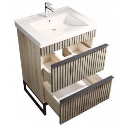 Комплект Тумба Mixline Окленд 60 Дуб Мелфорд напольная с раковиной Dreja Грэйс 60
