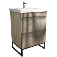 Комплект Тумба Mixline Окленд 60 Дуб Мелфорд напольная с раковиной Dreja Грэйс 60