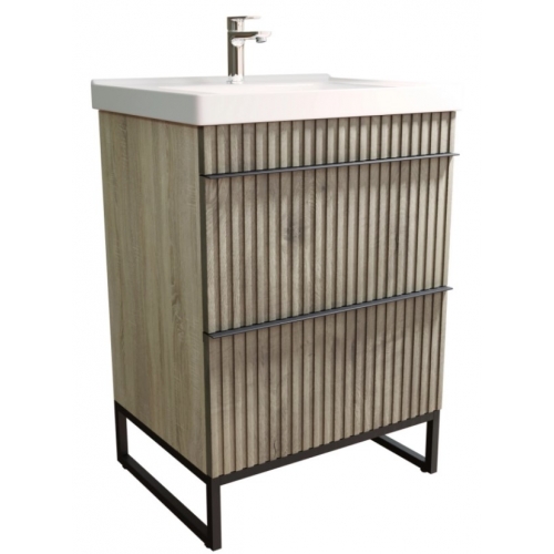 Комплект Тумба Mixline Окленд 60 Дуб Мелфорд напольная с раковиной Dreja Грэйс 60 купить в интернет магазине Санрай73