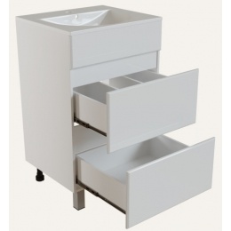 Тумба для ванной Mixline Брикс 50 белая, ПВХ, напольная, под раковину Sanita Luxe Breeze 50