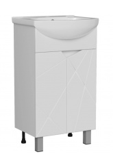 Тумба для ванной Mixline Грани-50 белый, 2 дверки, под умывальник Rosa Элеганс-50, ПВХ