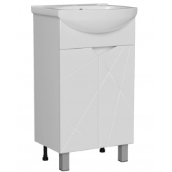 Тумба для ванной Mixline Грани-50 белый, 2 дверки, под умывальник Rosa Элеганс-50, ПВХ
